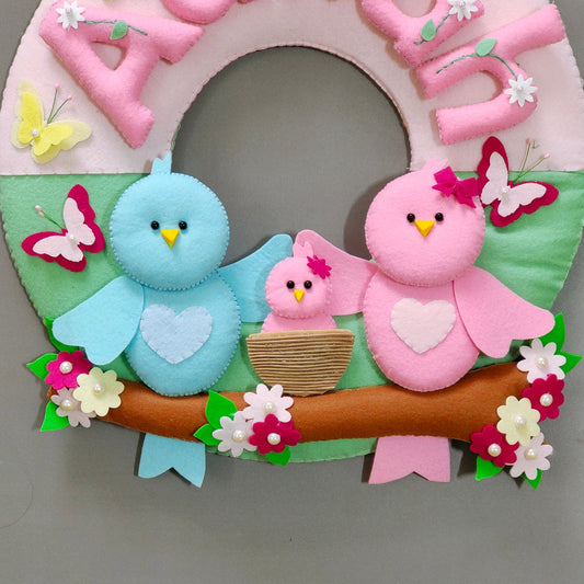 Cute Bird Family personalized wall decor