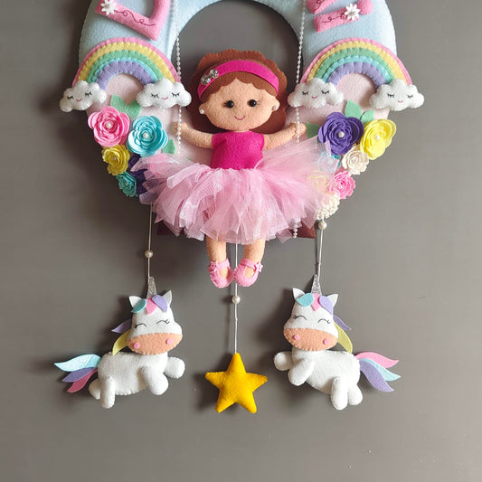 Girl on swing with Unicorn