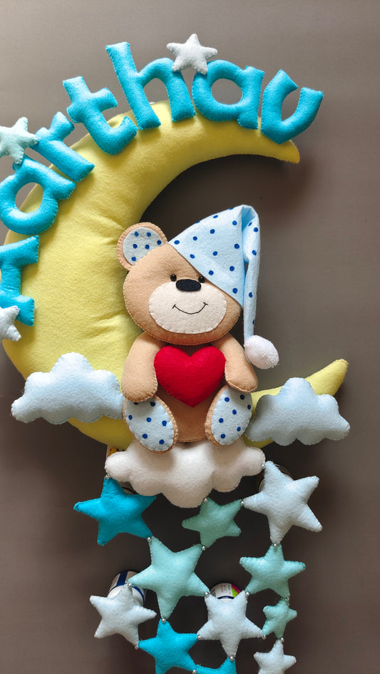 Teddy on moon with Stars