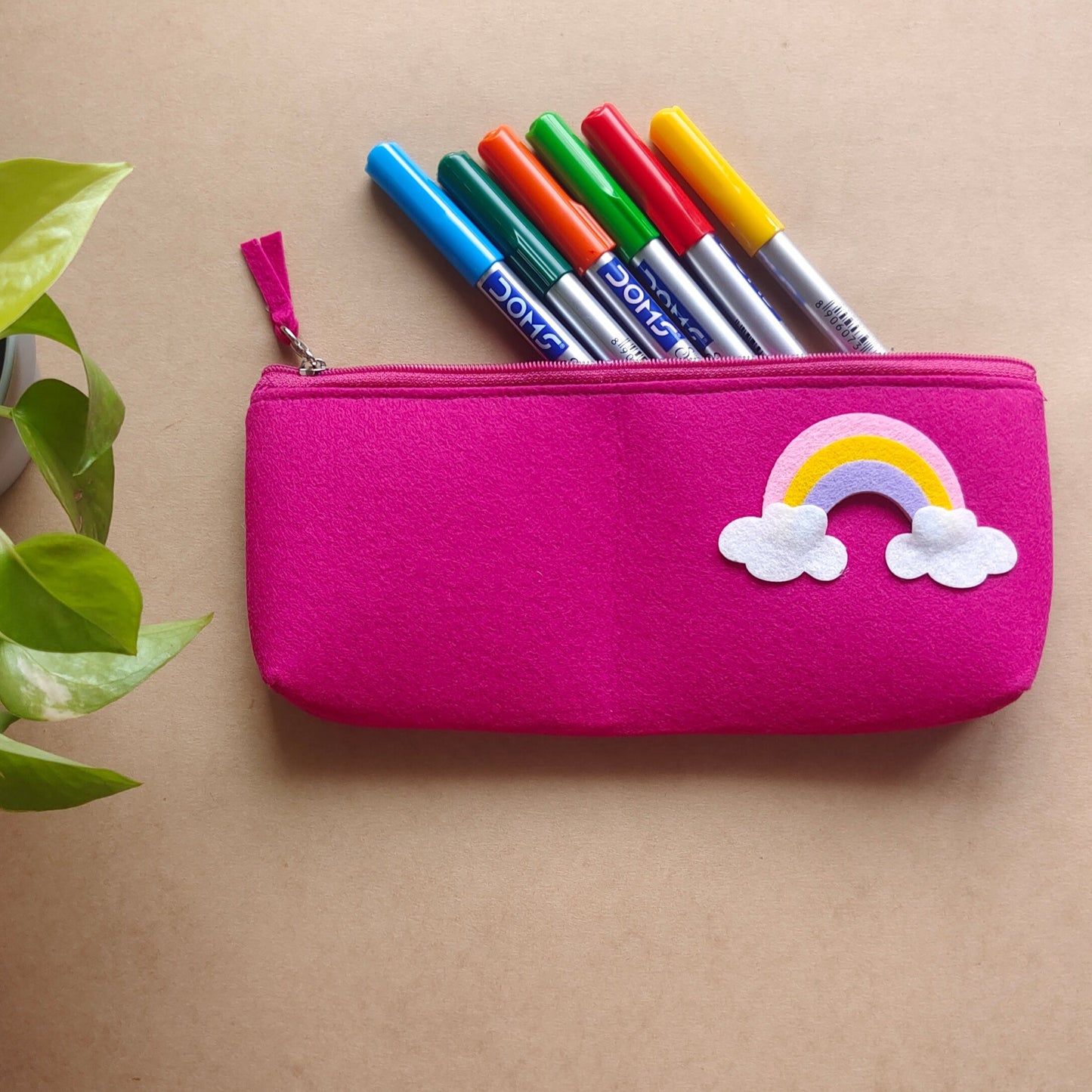 Rainbow Theme Felt Pencil Pouch