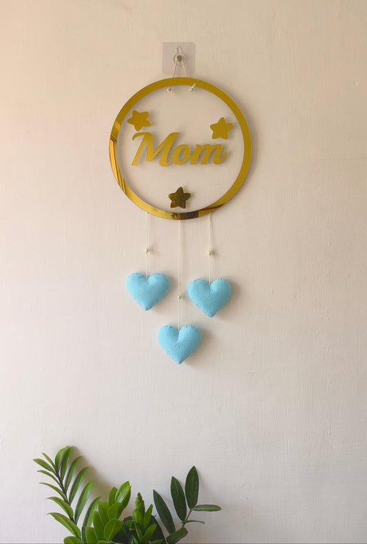 Elegant "Mom" Wall Decor with Heart Hangings