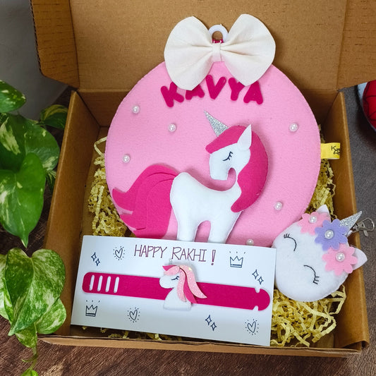 Unicorn Rakhi Hamper with Wall Hanging