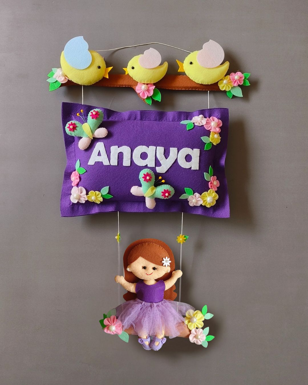 Bird Family with a girl on swing