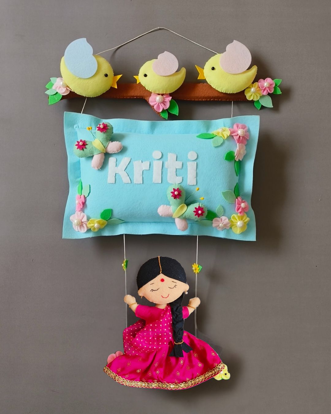 Bird Family with a girl on swing