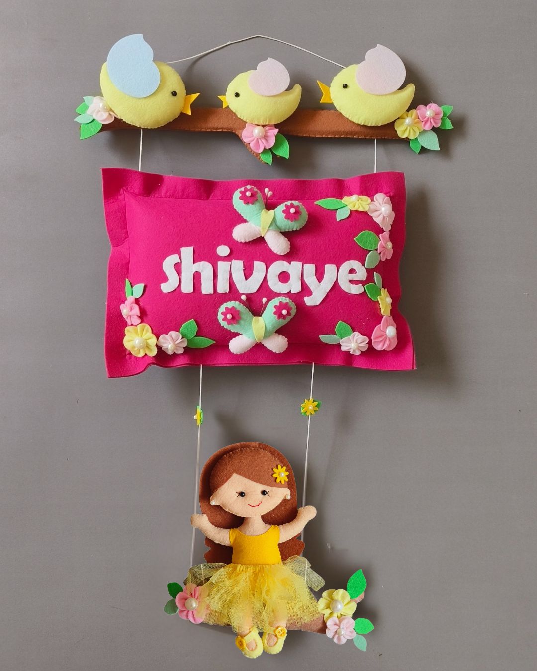 Bird Family with a girl on swing
