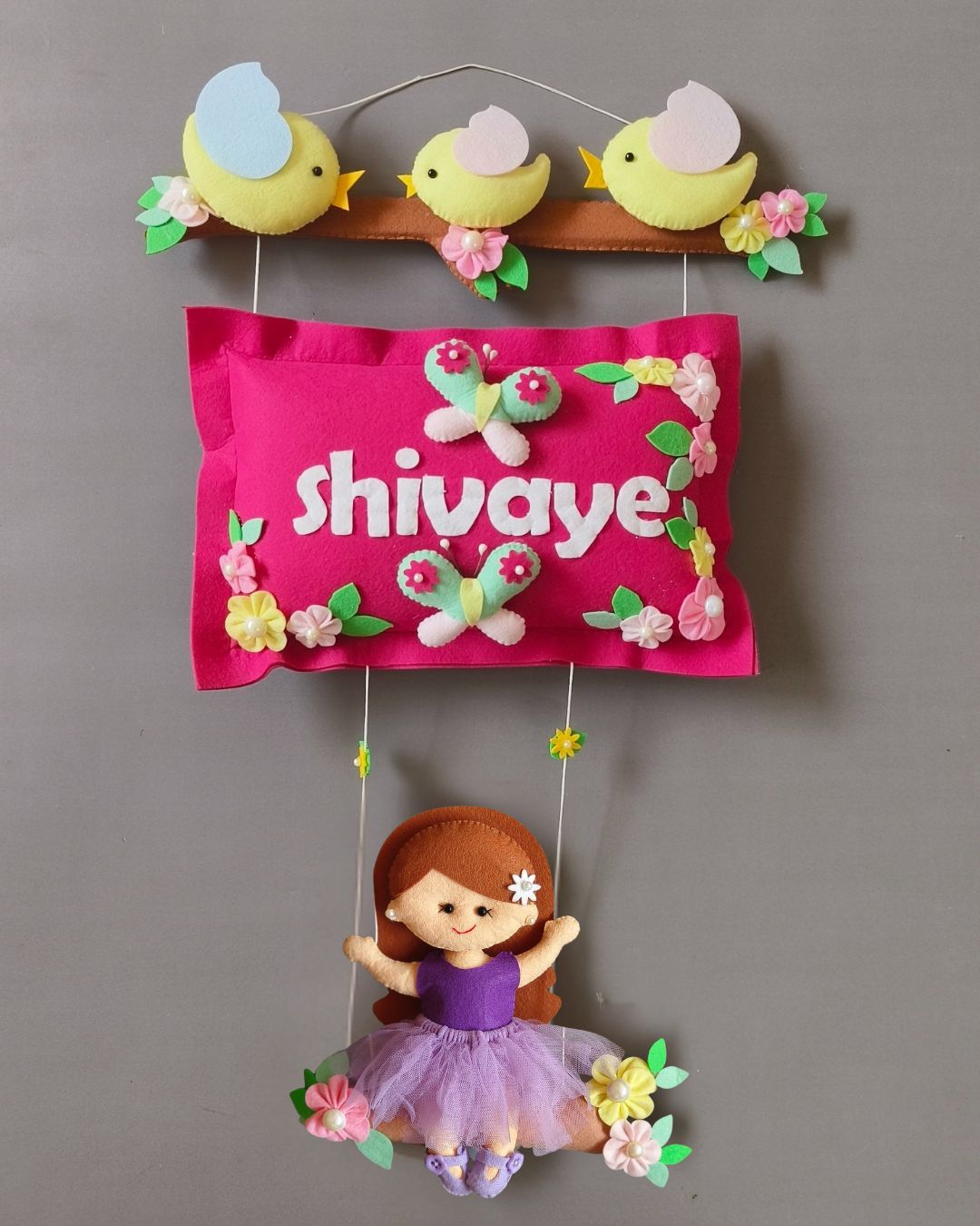 Bird Family with a girl on swing