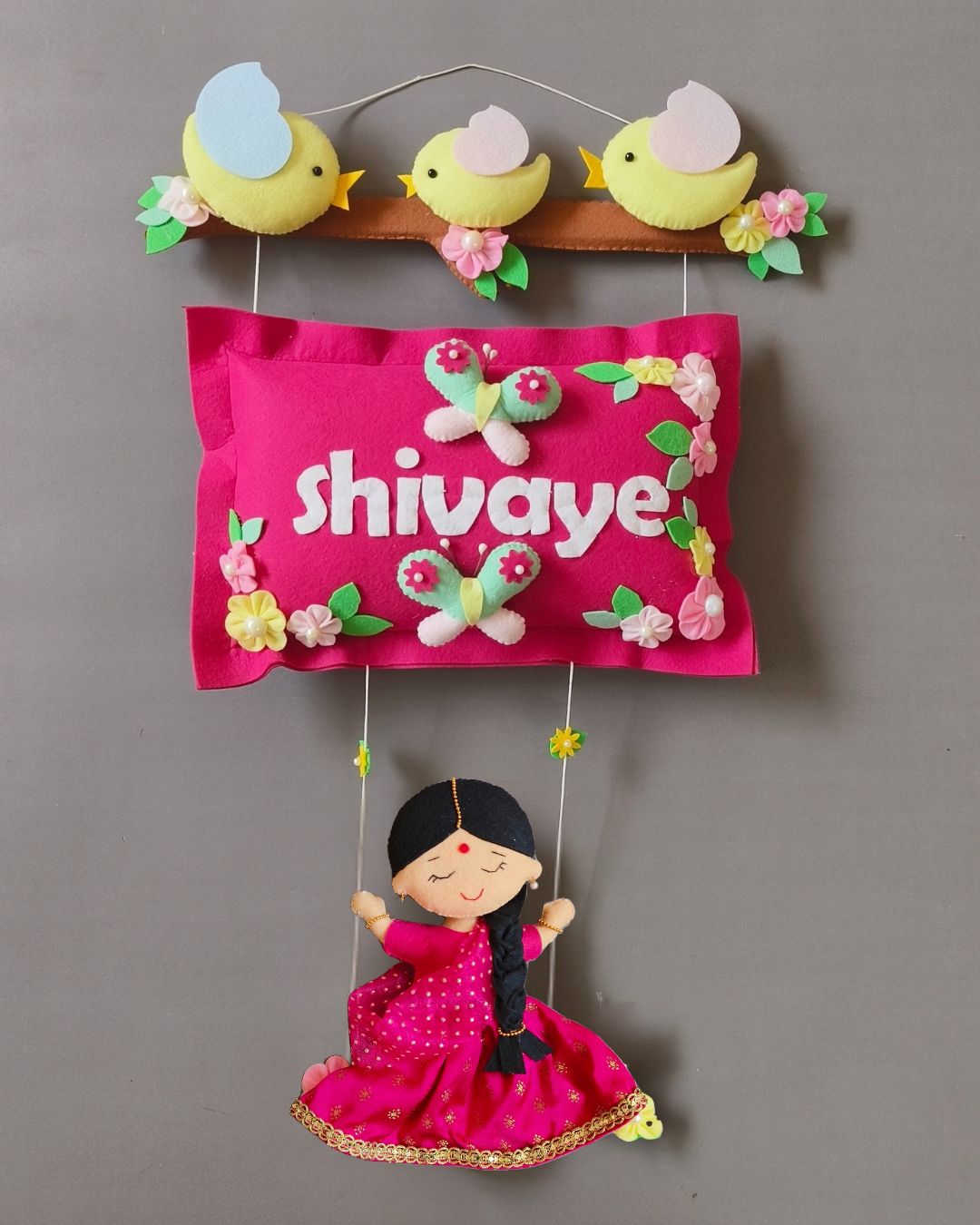 Bird Family with a girl on swing