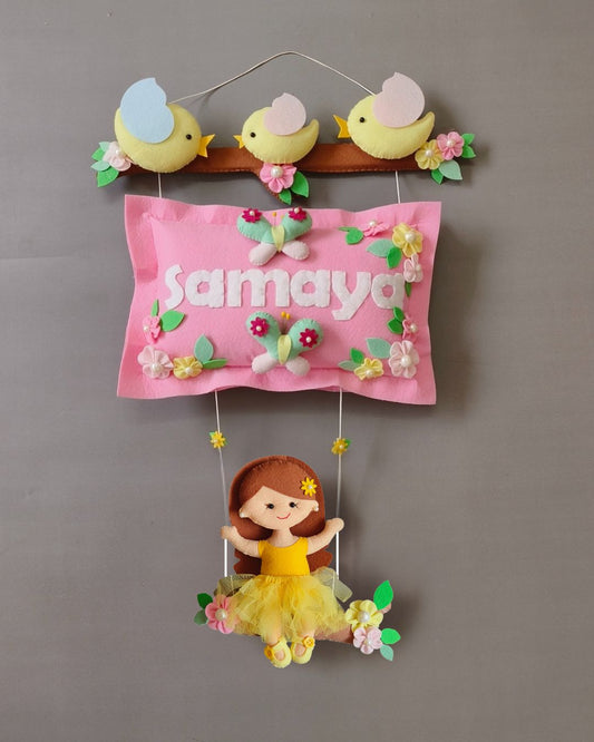 Bird Family with a girl on swing