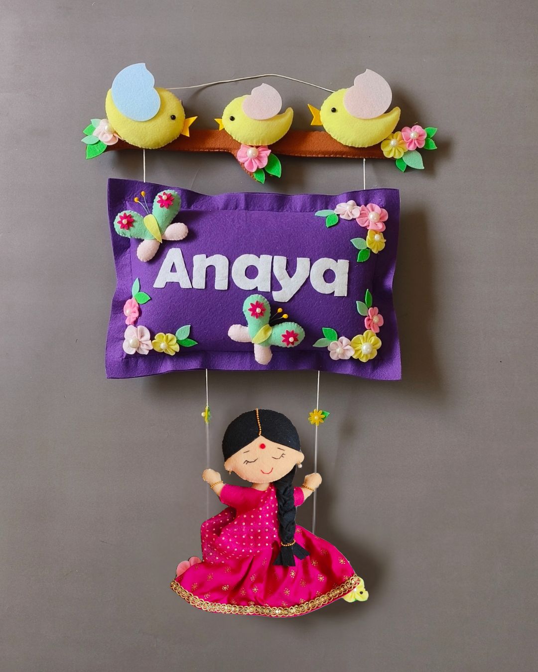 Bird Family with a girl on swing
