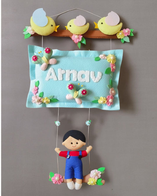 Bird Family with a Boy on Swing