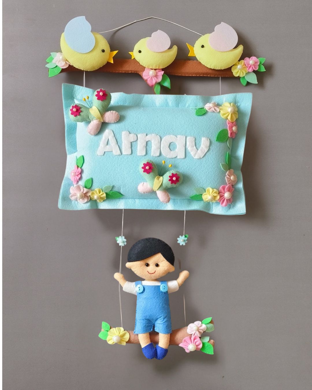Bird Family with a Boy on Swing