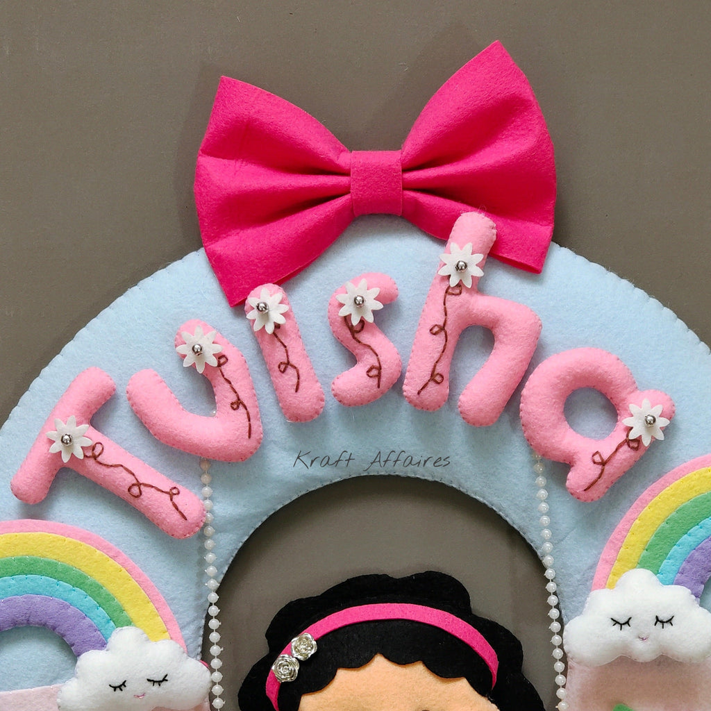 Personalised Girl on Swing with Rainbow Handmade Kids Room Decor