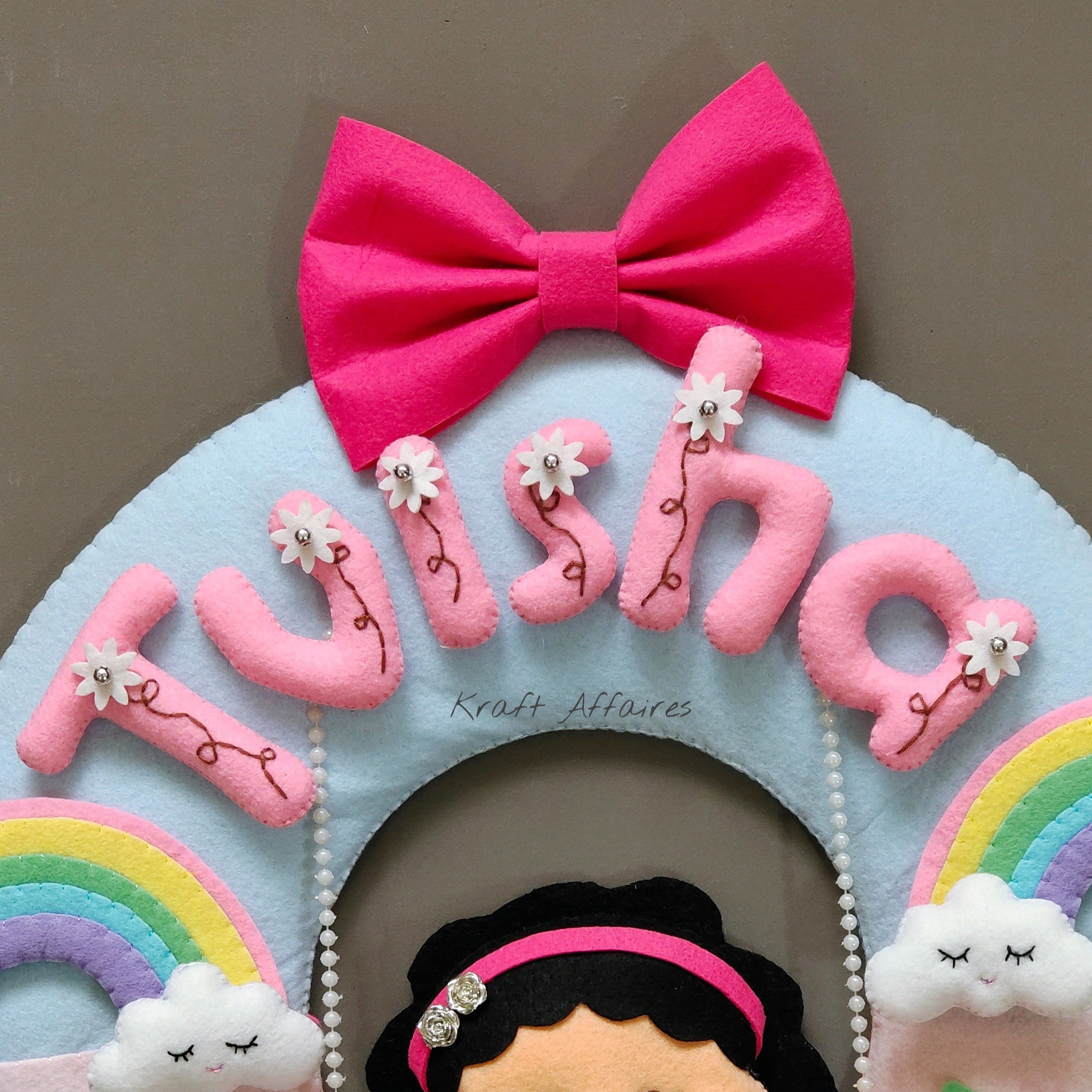 Personalised Girl on Swing with Rainbow Handmade Kids Room Decor
