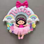 Personalised Girl on Swing with Rainbow Handmade Kids Room Decor