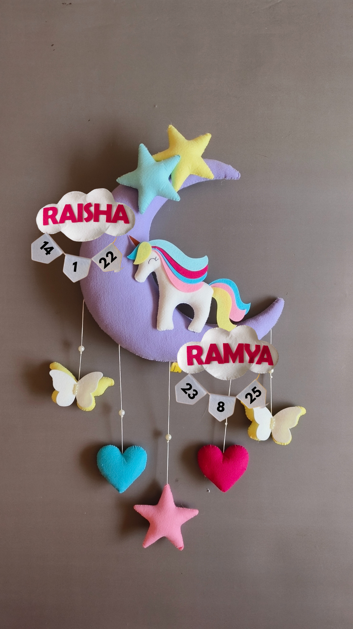 Personalised unicorn on the moon ready to gift sibling