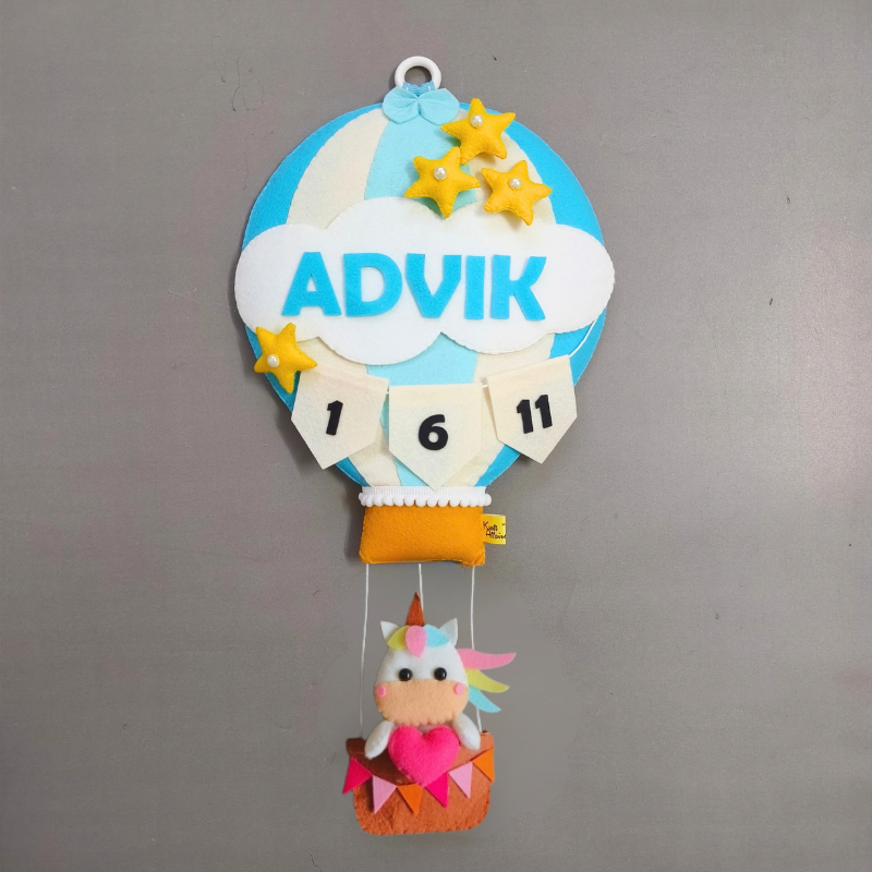 Personalized Unicorn in Hot Air Balloon