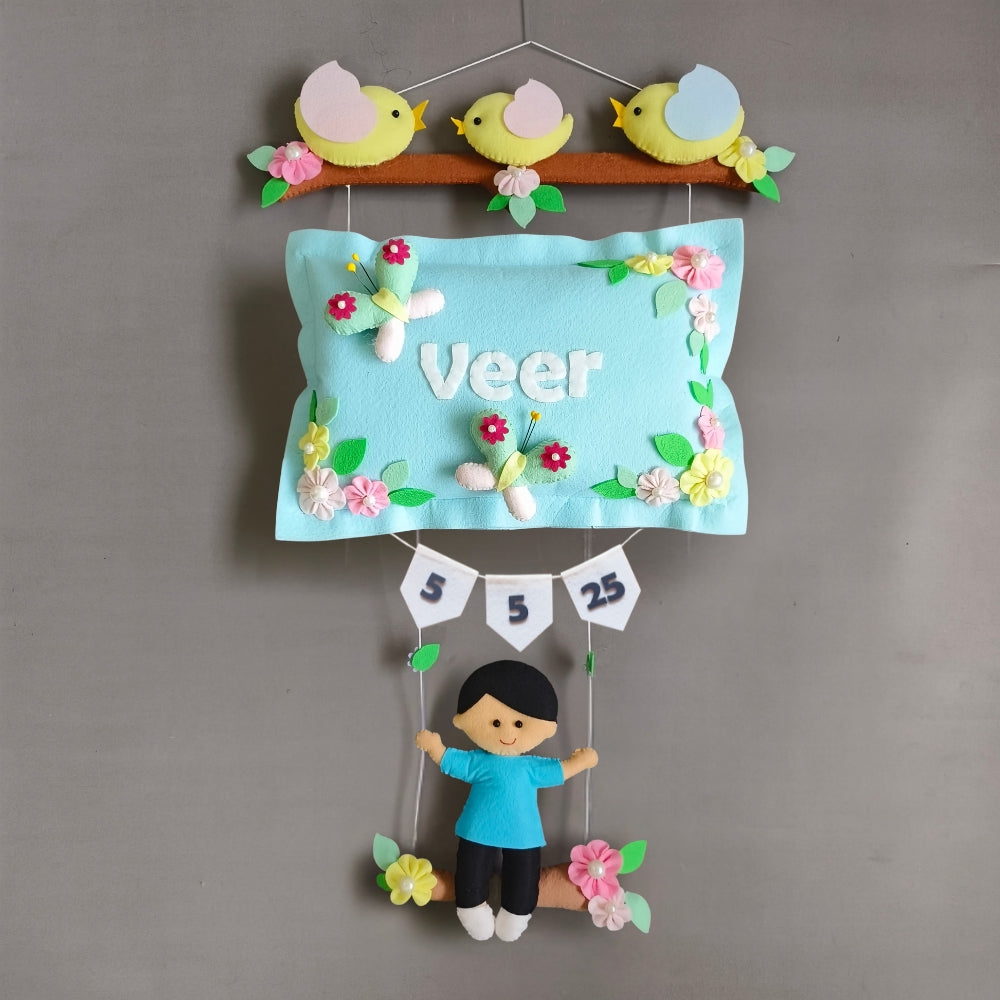 Personalized Bird Family with a Boy on Swing