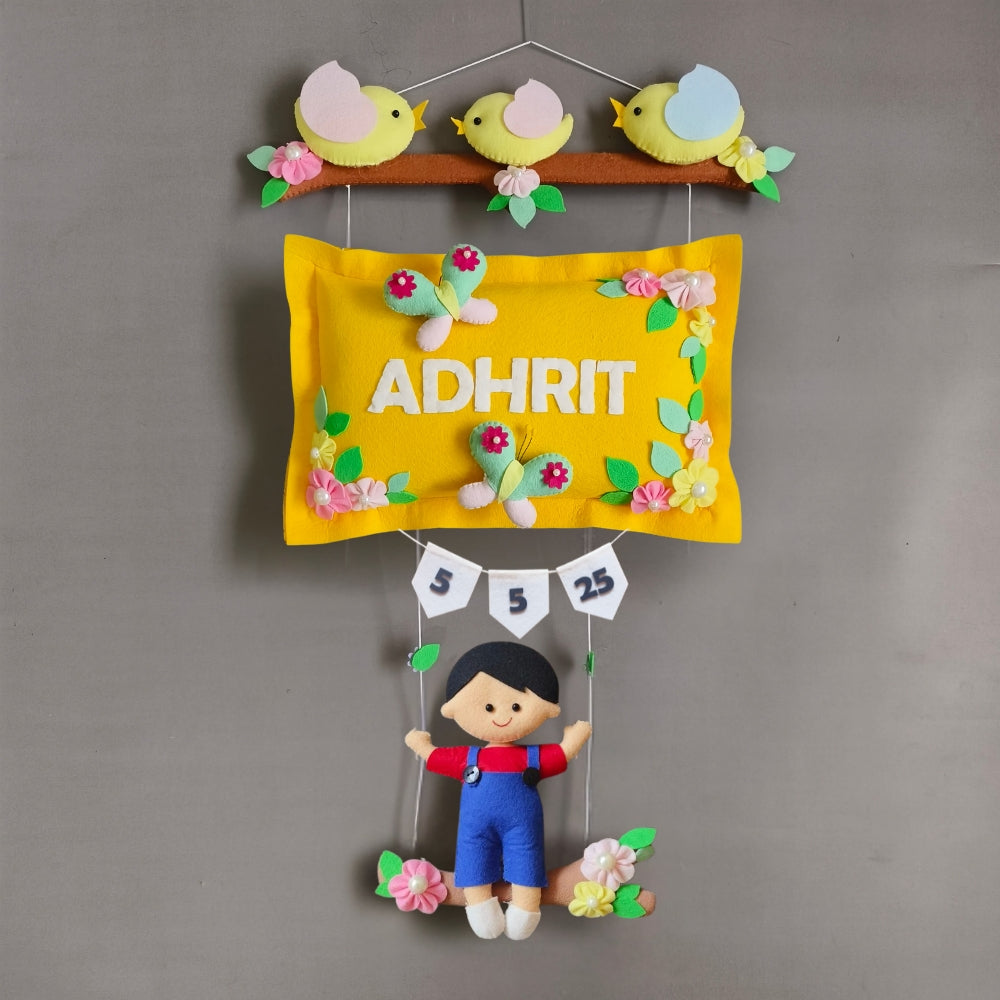 Personalized Bird Family with a Boy on Swing