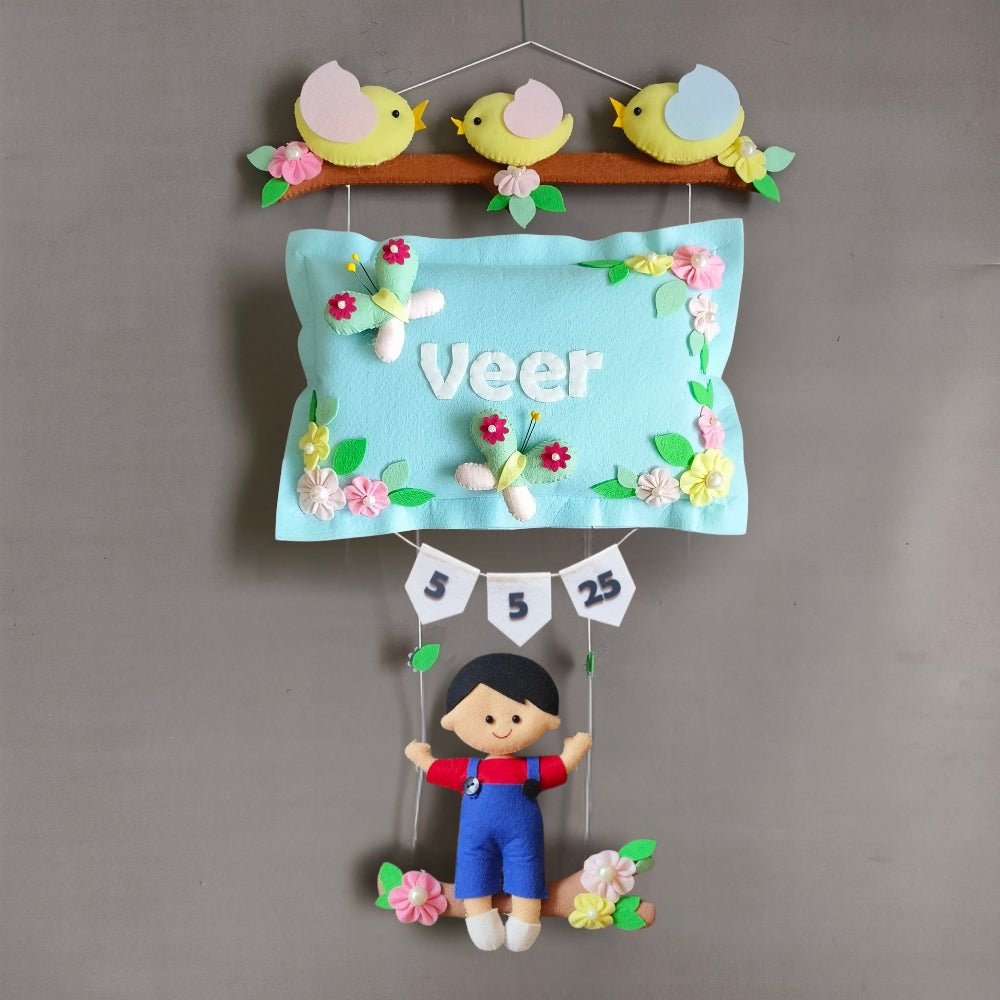 Personalized Bird Family with a Boy on Swing