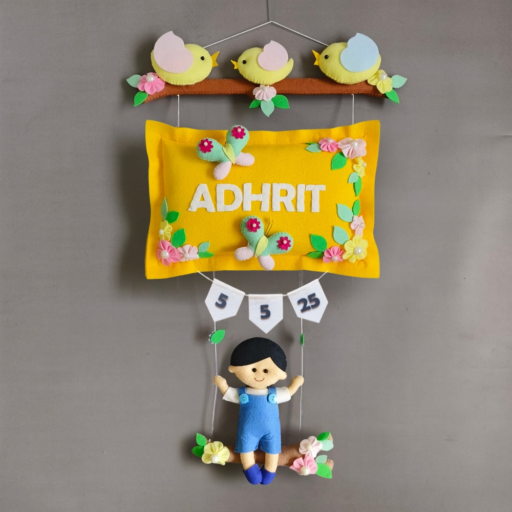 Personalized Bird Family with a Boy on Swing