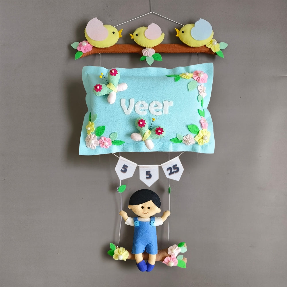 Personalized Bird Family with a Boy on Swing