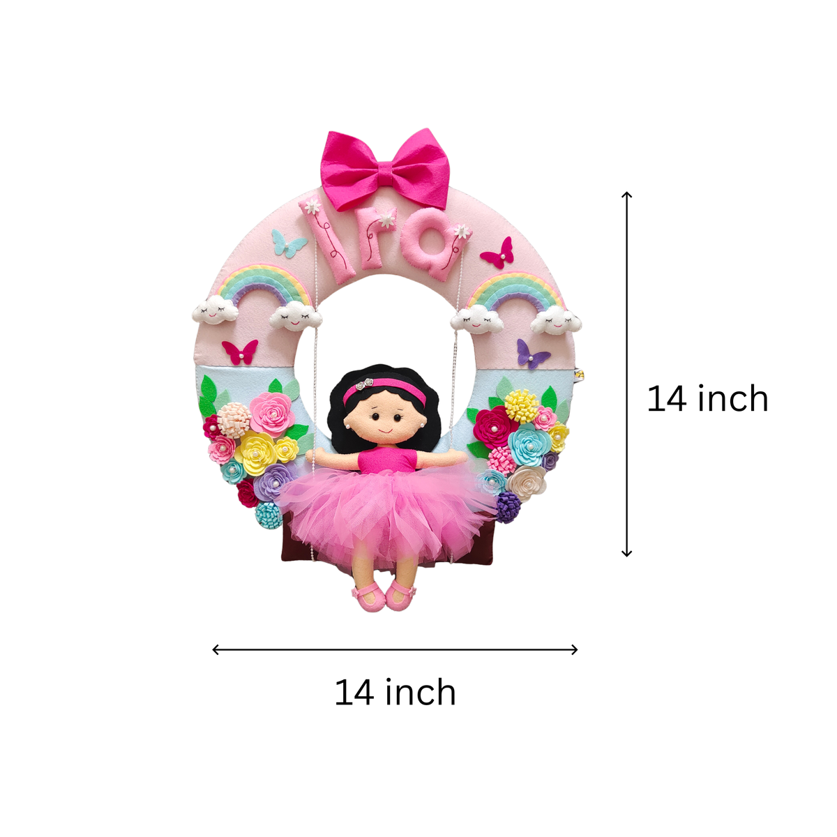 Personalised Girl on Swing with Rainbow Handmade Kids Room Decor
