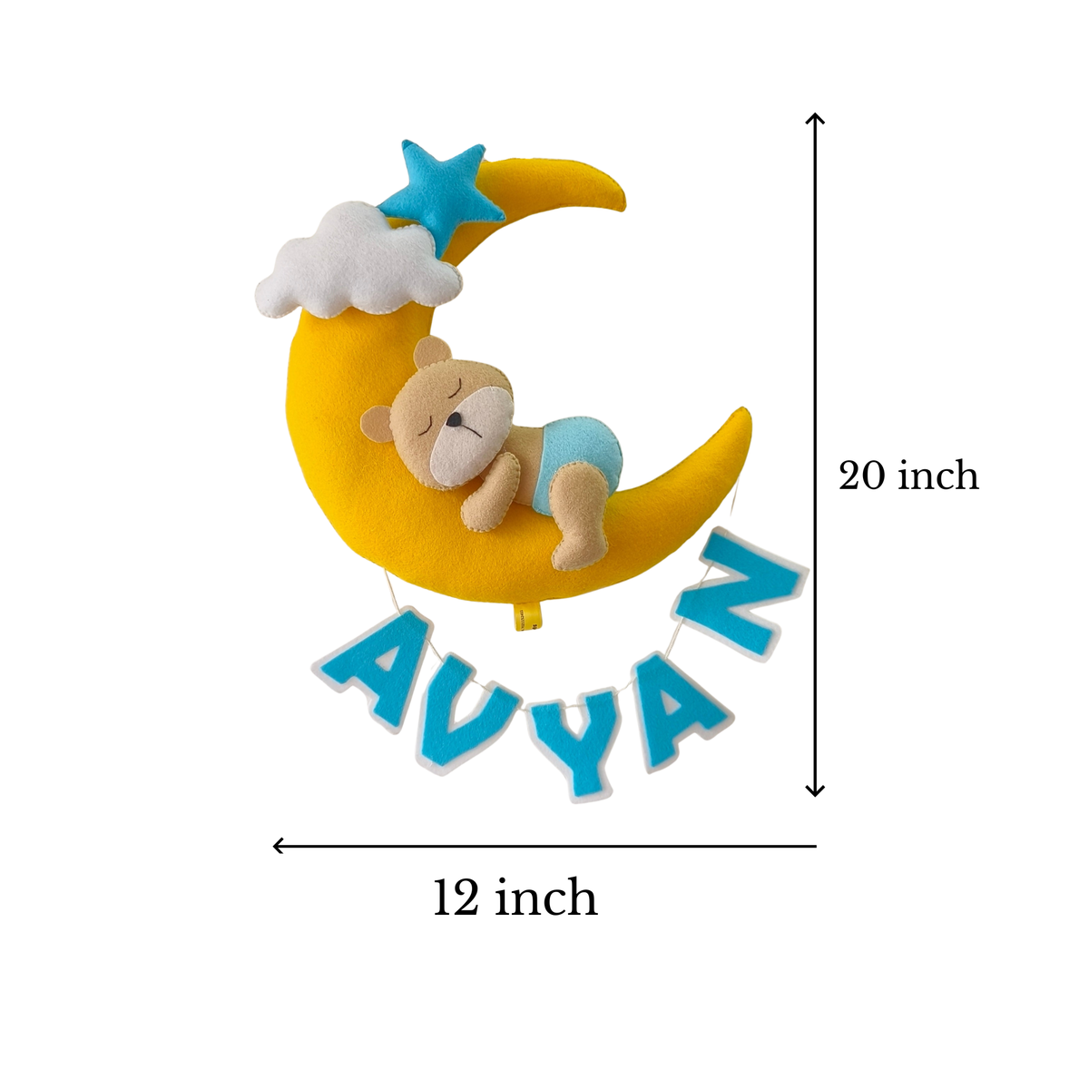 Personalized Teddy Sitting on Small Moon Birthday Gift