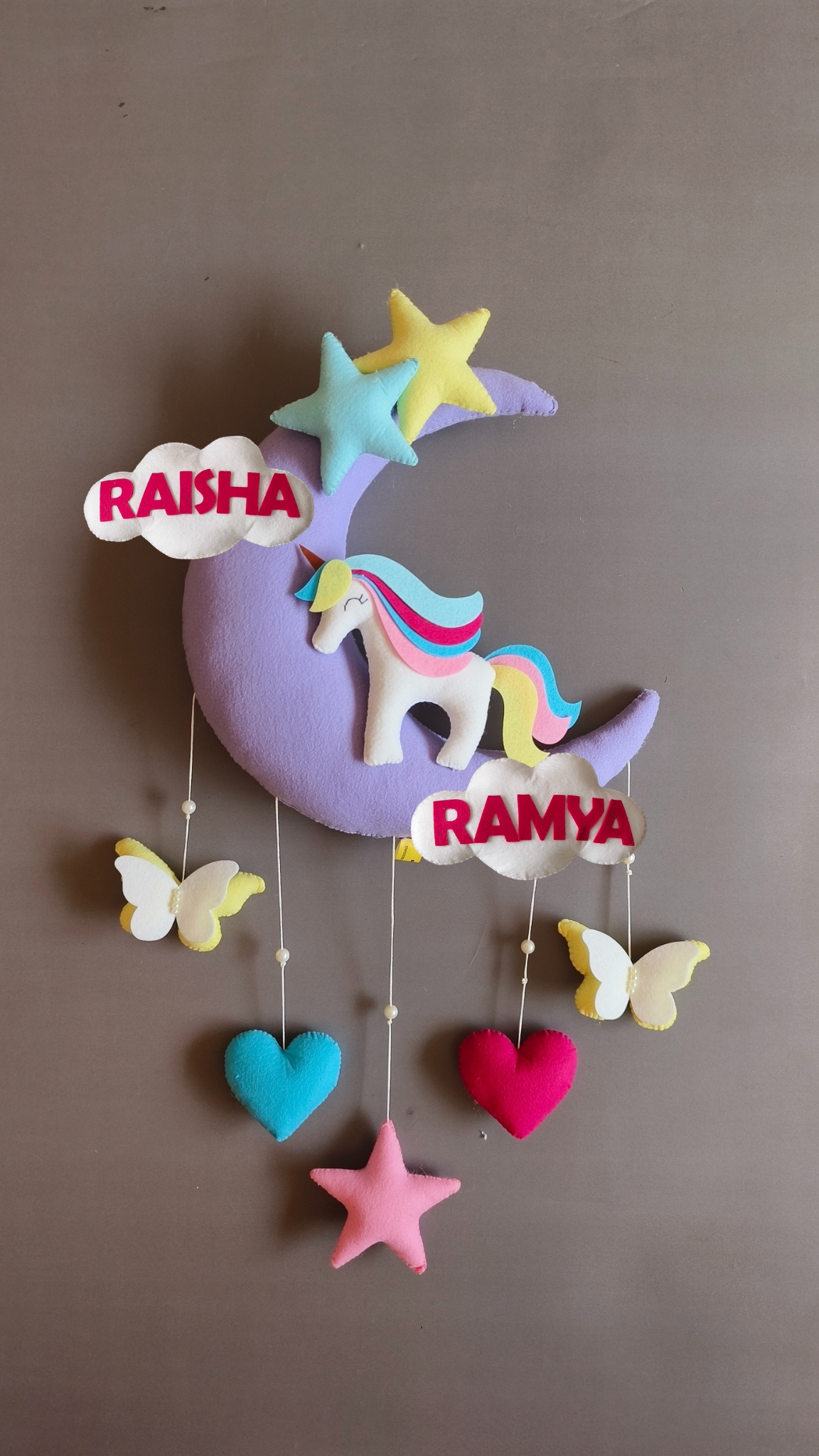 Personalised unicorn on the moon ready to gift sibling