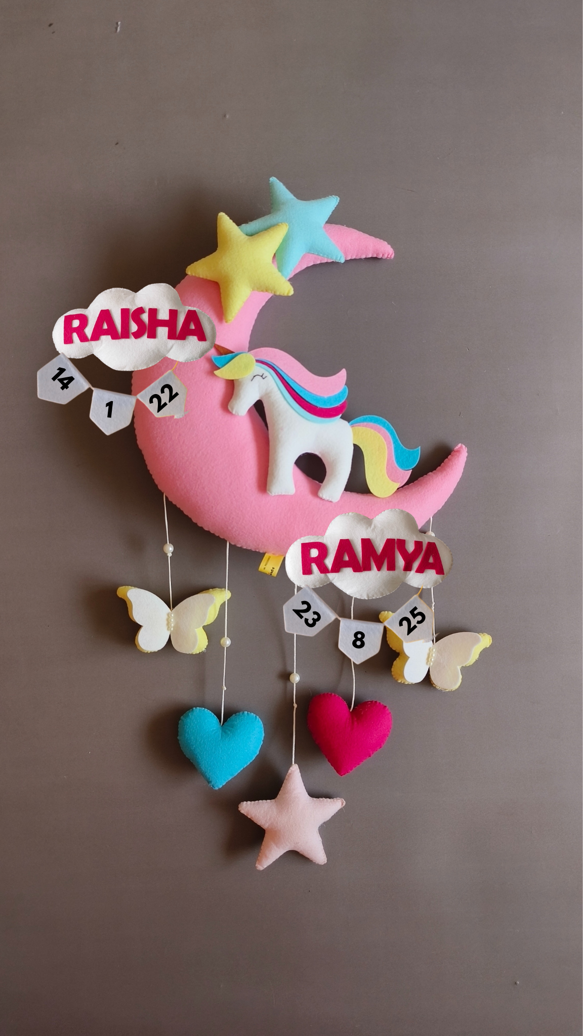 Personalised unicorn on the moon ready to gift sibling