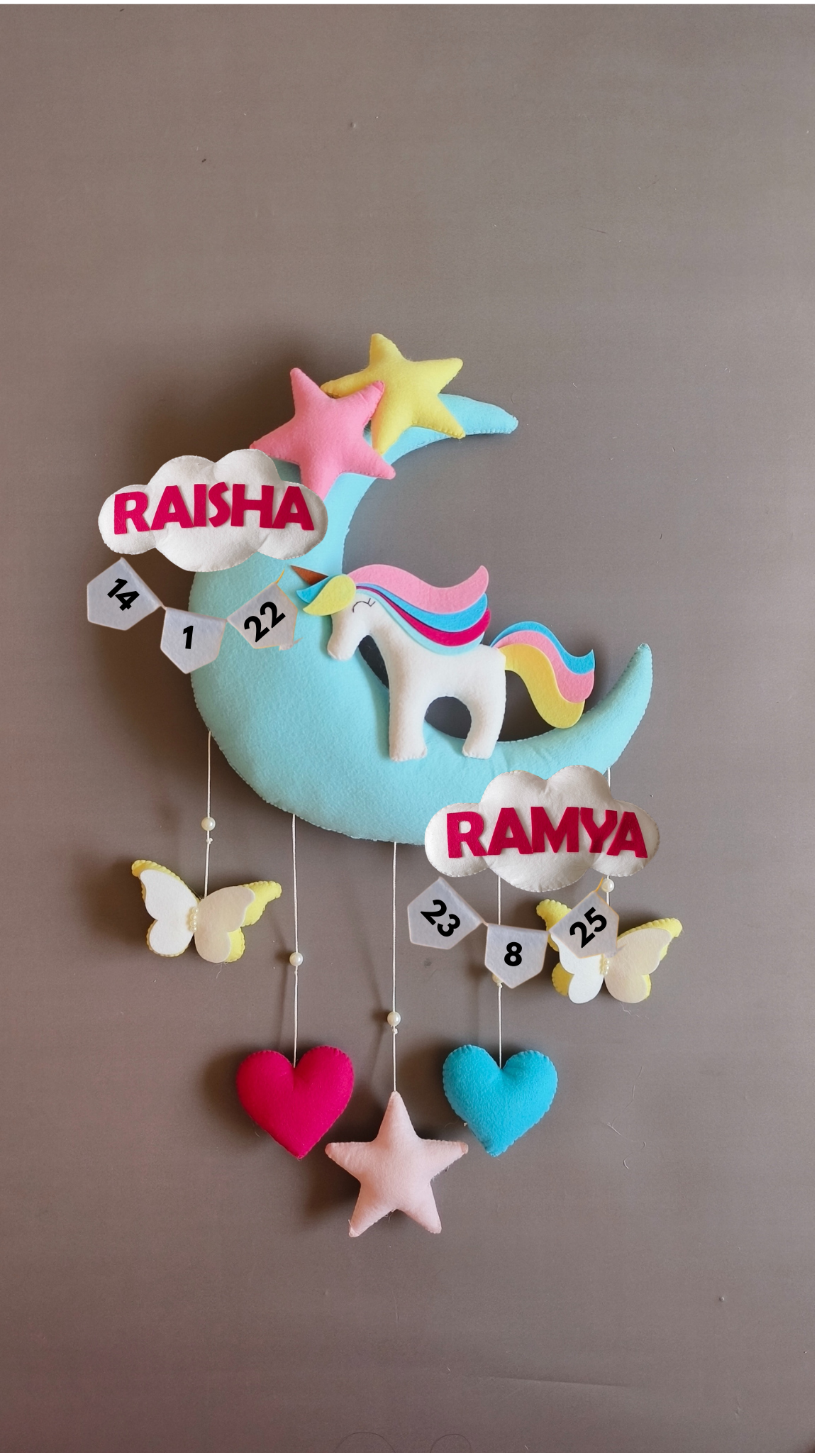 Personalised unicorn on the moon ready to gift sibling