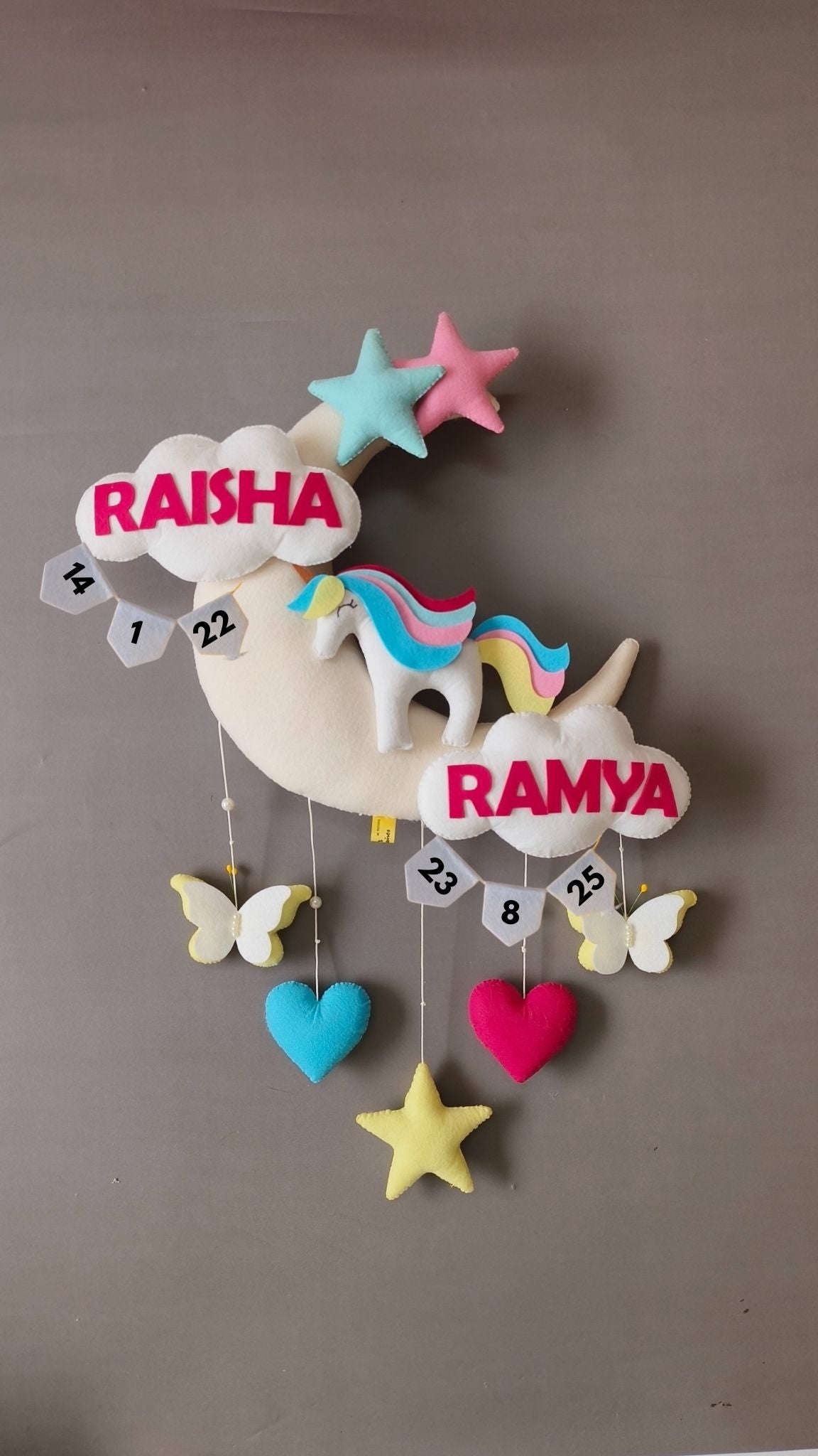 Personalised unicorn on the moon ready to gift sibling