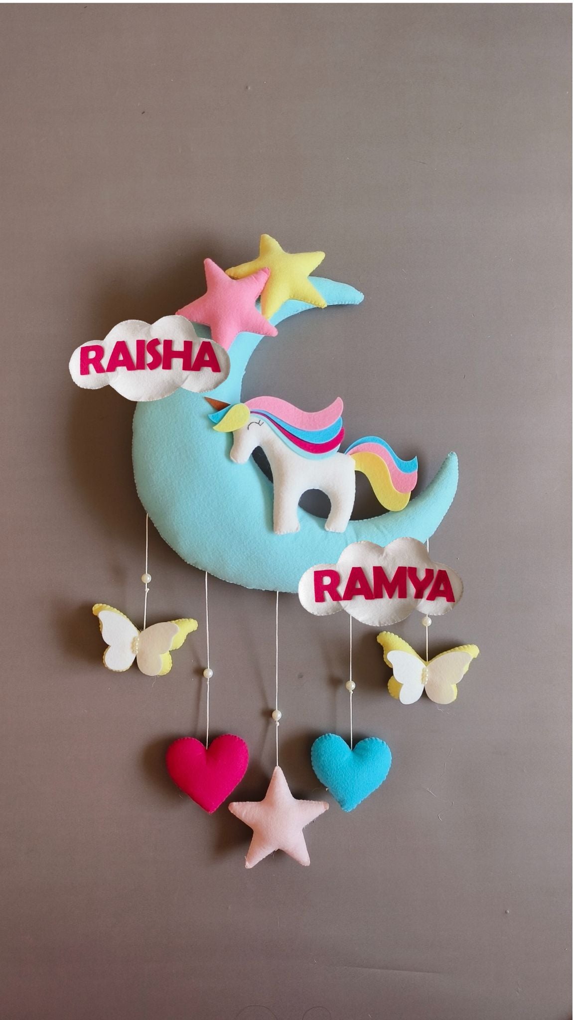 Personalised unicorn on the moon ready to gift sibling