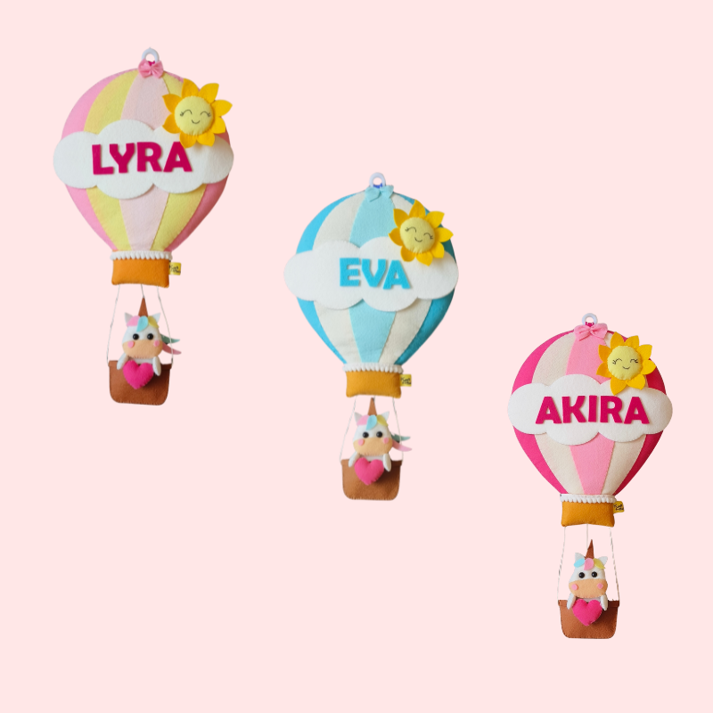 Personalized Unicorn in Hot Air Balloon
