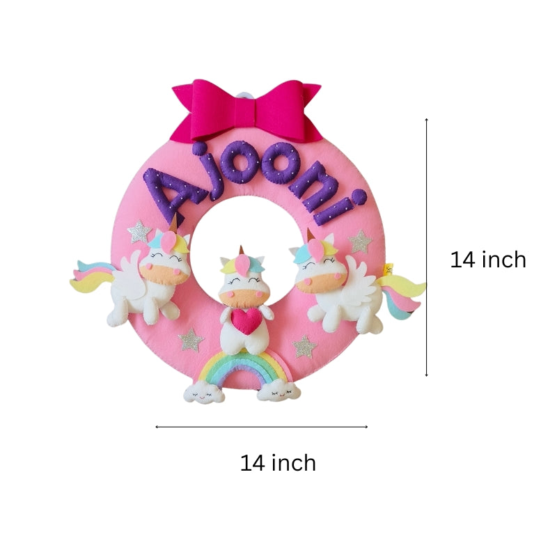 Personalised Magical Unicorn Wall Hanging with Name for Kids Bedroom