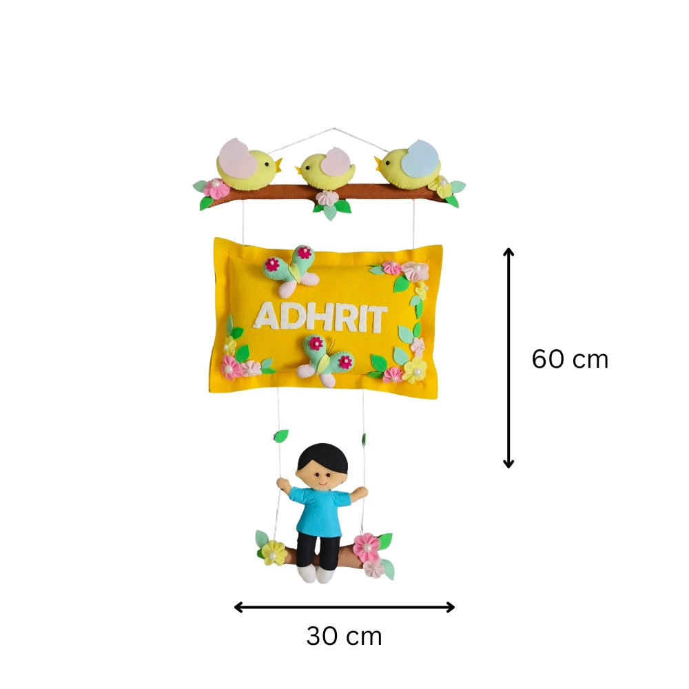 Personalized Bird Family with a Boy on Swing