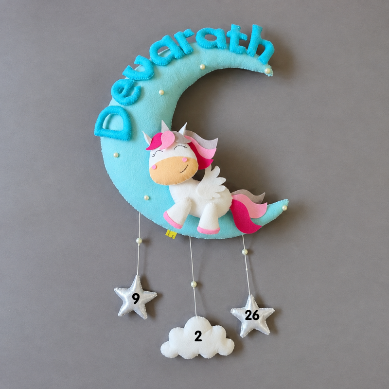 Personalized Cute Unicorn on moon