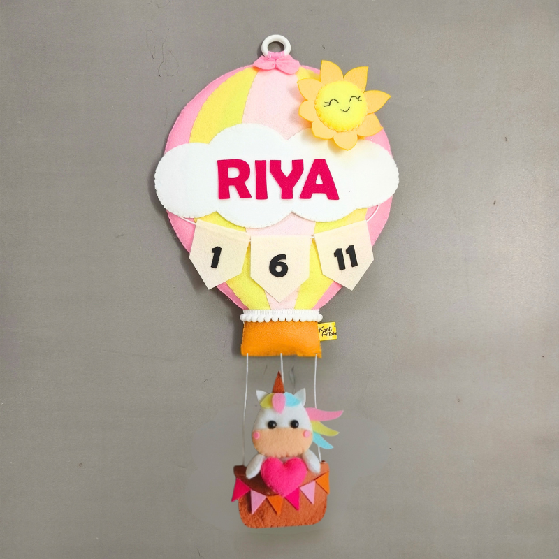 Personalized Unicorn in Hot Air Balloon