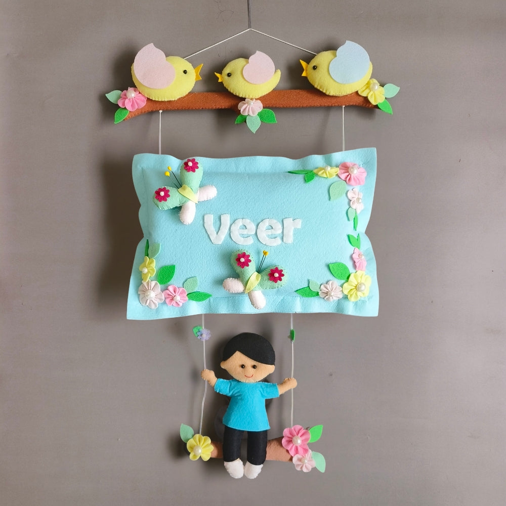 Personalized Bird Family with a Boy on Swing