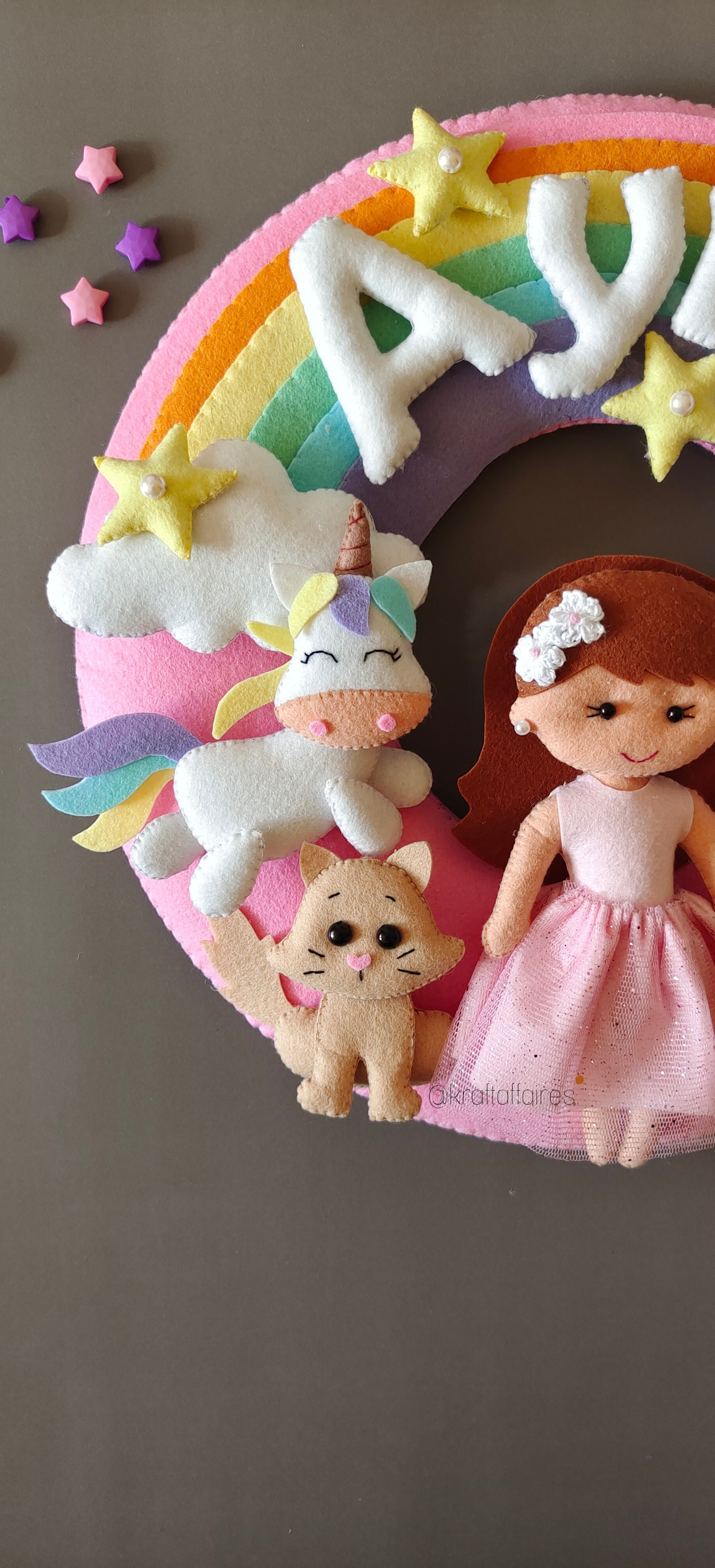 Personalised Rainbow Girl Handmade Wall Decor for Kids Room