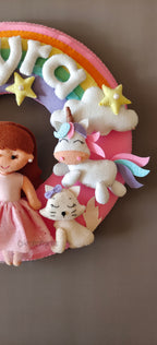 Personalised Rainbow Girl Handmade Wall Decor for Kids Room