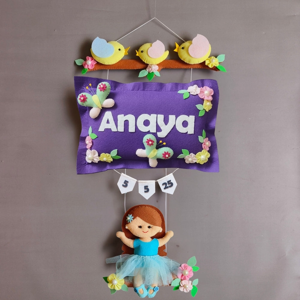 Bird Family with a girl on swing