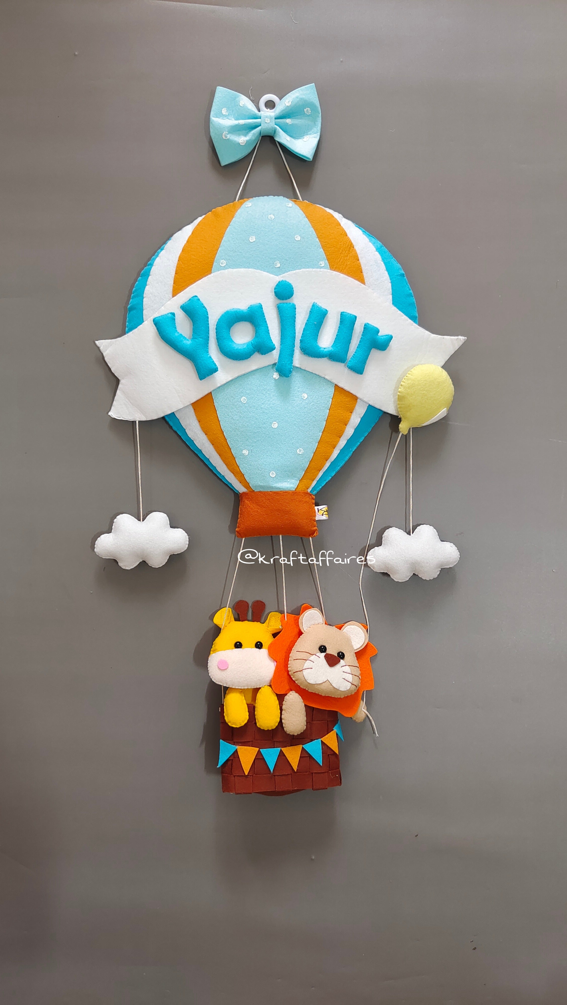 Personalised Big Hot Air Balloon Wall Decor for Boys Room