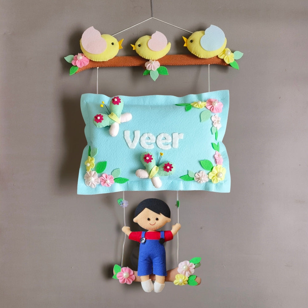 Personalized Bird Family with a Boy on Swing
