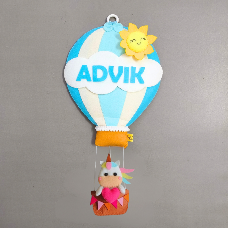 Personalized Unicorn in Hot Air Balloon