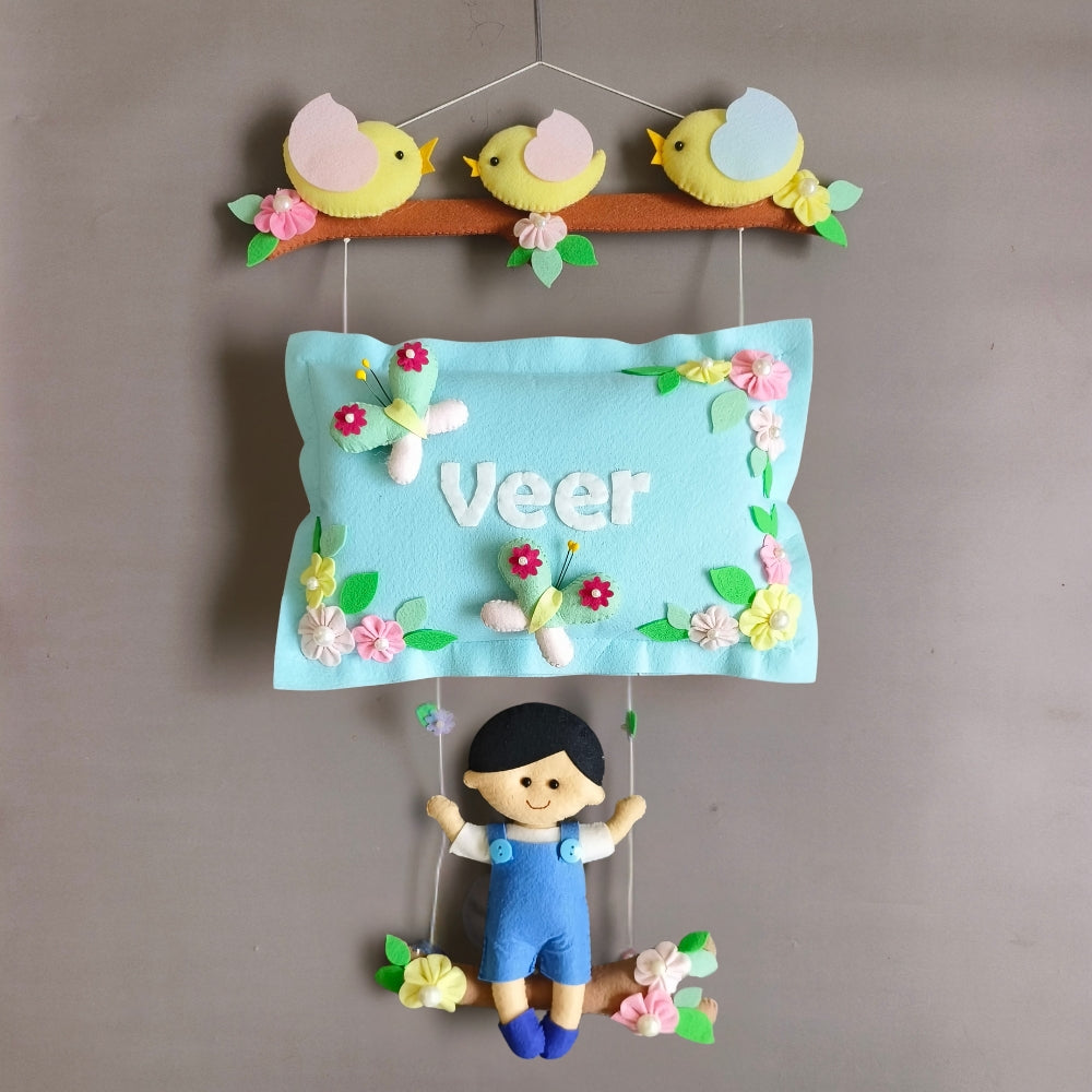 Personalized Bird Family with a Boy on Swing