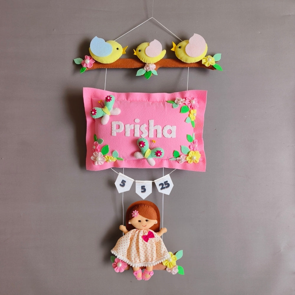 Bird Family with a girl on swing
