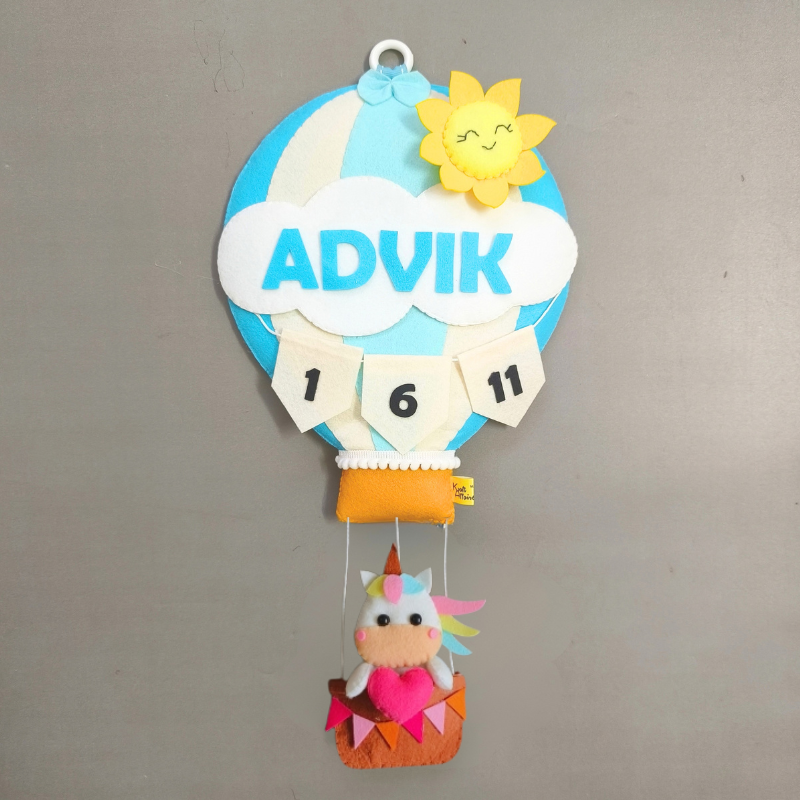 Personalized Unicorn in Hot Air Balloon