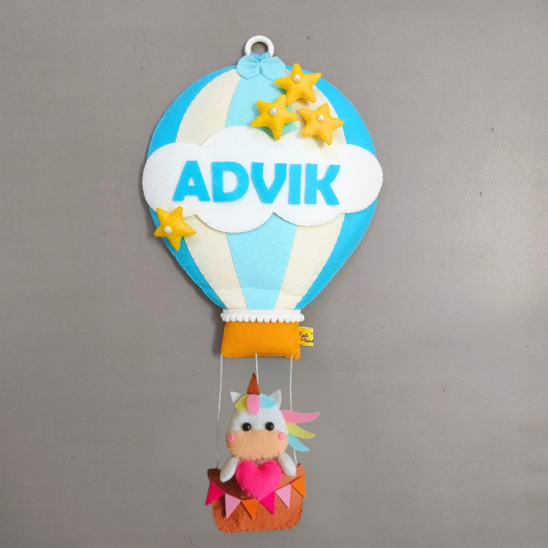 Personalized Unicorn in Hot Air Balloon