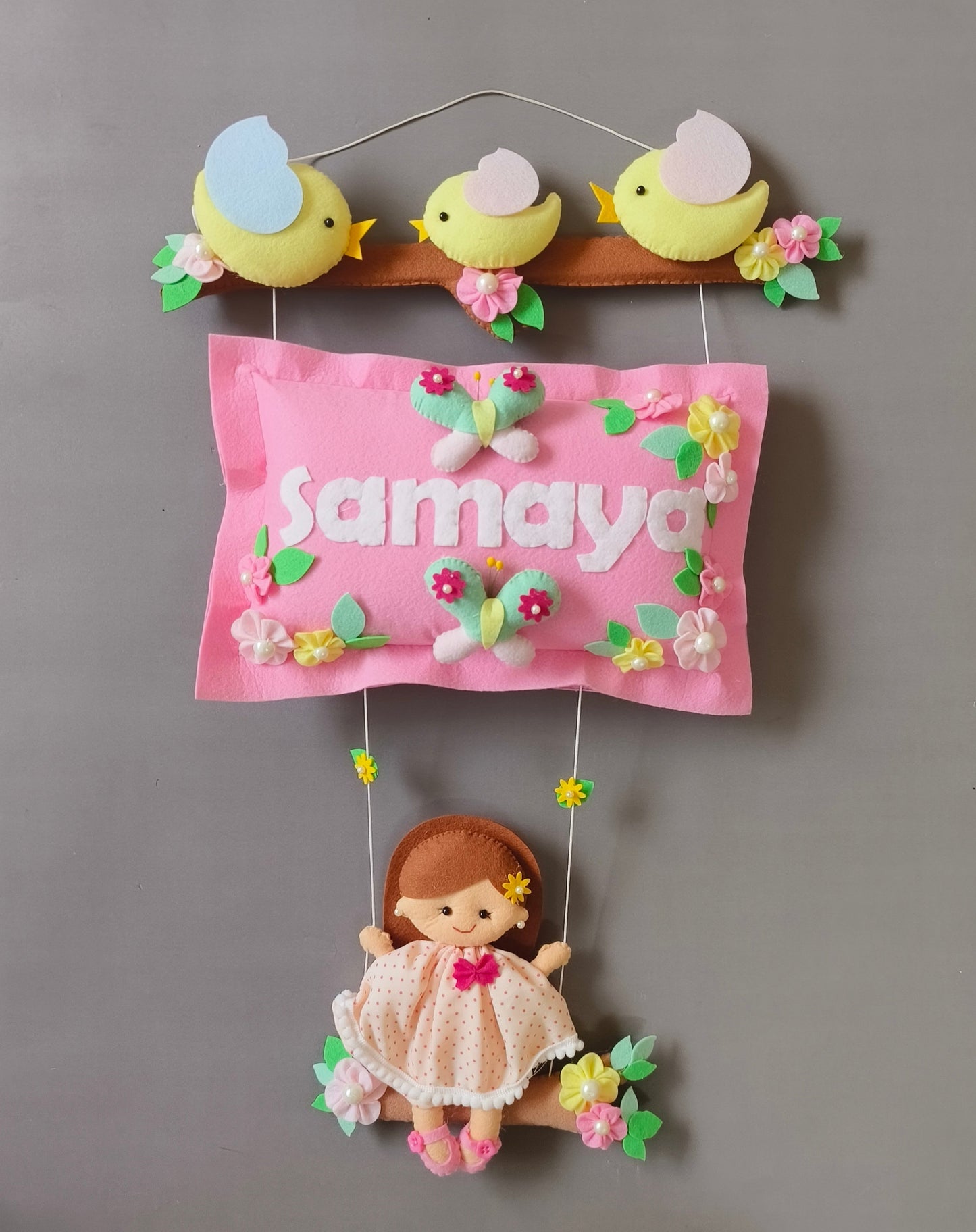 Bird Family with a girl on swing