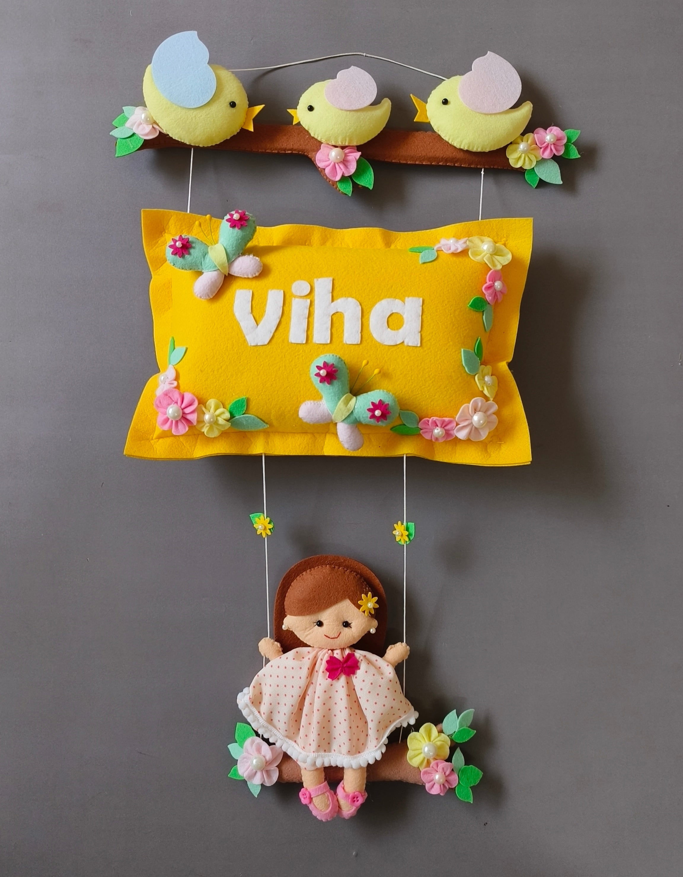 Bird Family with a girl on swing